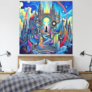 Celestial Cathedral Cityscape Canvas Print