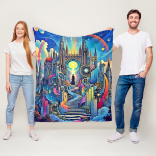 Celestial Cathedral Cityscape Fleece Blanket