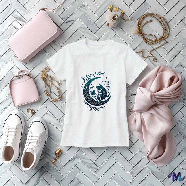 Celestial Cats Abstract Art Design T-Shirt (Creator Uploaded)