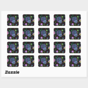 Celestial Celebrations: Maximalist Abstract Art Square Sticker