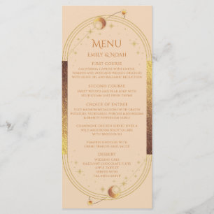 Celestial Champagne Gold Sun Moon Stars Wedding Menu