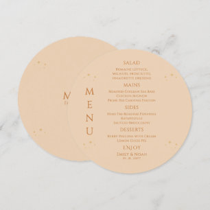 Celestial Champagne Gold Sun Moon Stars Wedding Menu