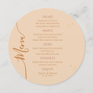 Celestial Champagne Sun Moon Stars Space Wedding Menu