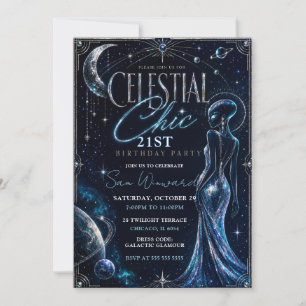 Celestial Chic 21st Birthday Party Invitation