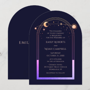 Celestial Chic Rainbow Blue Sun Moon Stars Space Invitation