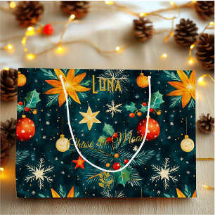 Celestial Christmas Gift Bag with Holiday Stars an