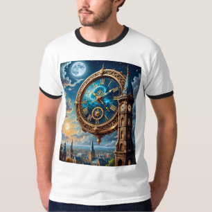 Celestial Clock Tower Fantasy T Shirt