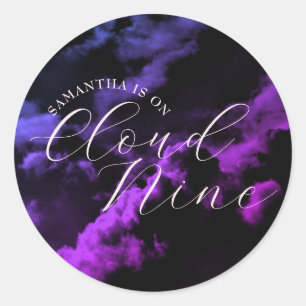 Celestial Cloud Nine Black Clouds Bridal Shower Classic Round Sticker
