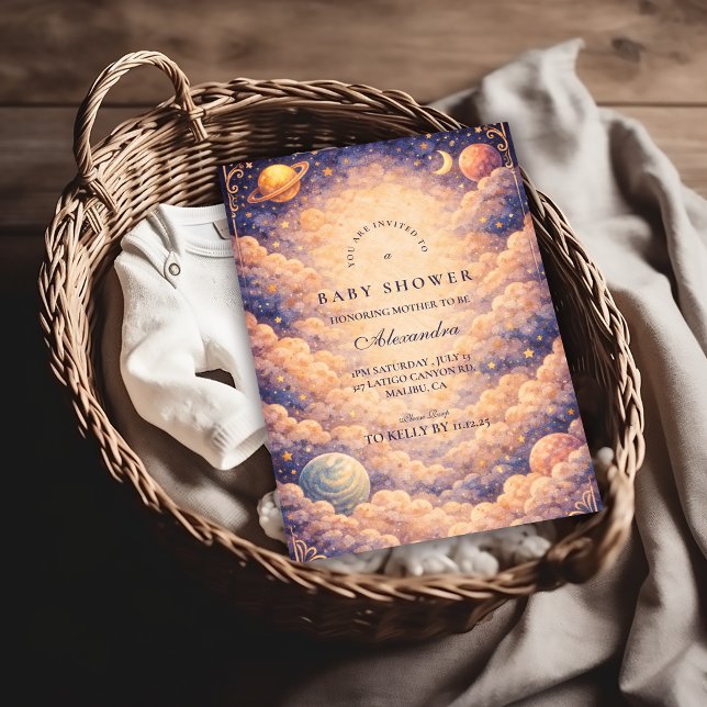 Celestial Cloud Planets Baby Shower Invitation (Creator Uploaded)