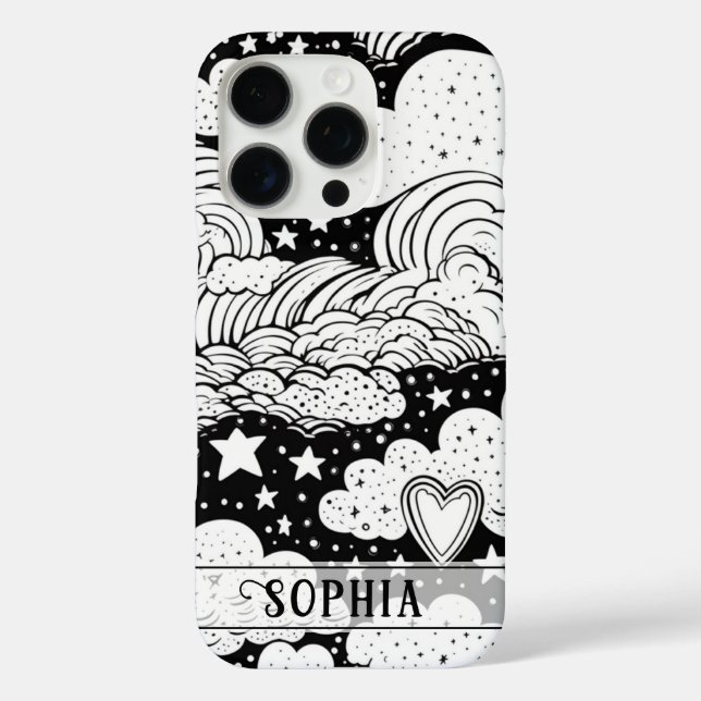 Celestial Clouds Stars Doodle Personalised Case-Mate iPhone Case (Back)