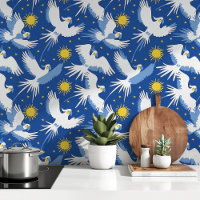 Celestial Cockatoos on Blue