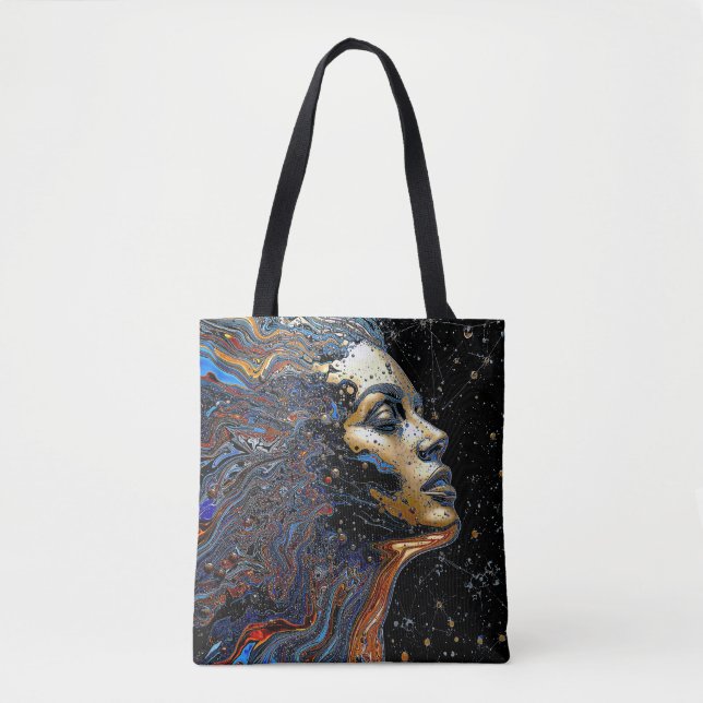 "Celestial Cognition" – A Surreal Portrait Tote Bag (Front)