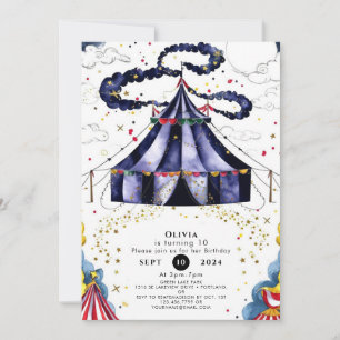 Celestial Colourful Circus Birthday Invitation