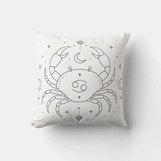 Celestial Colouring Book Pillow | Cancer Zodiac (Front)