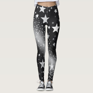 Celestial Comfort: White Sparkles & Stars Leggings