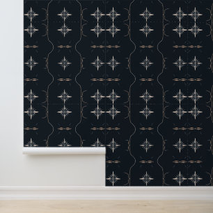 Celestial Compass: Elegant Art Deco Star Pattern Wallpaper