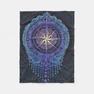 Celestial Compass Mandala Fleece Blanket