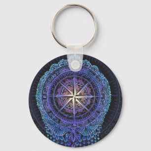 Celestial Compass Mandala Key Ring