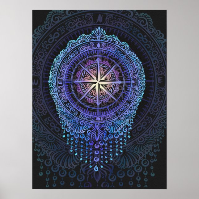 Celestial Compass Mandala Poster (Front)