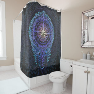 Celestial Compass Mandala Shower Curtain
