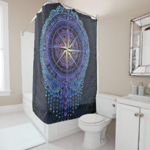 Celestial Compass Mandala Shower Curtain