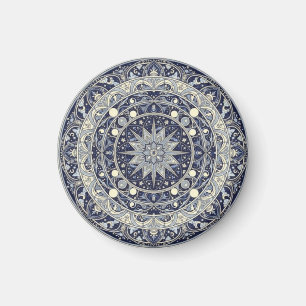 Celestial Compass Mandala Star Pattern Art Magnet