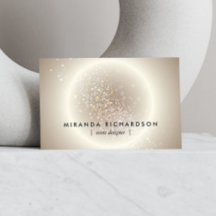 Celestial Confetti Glow Gold Business Card