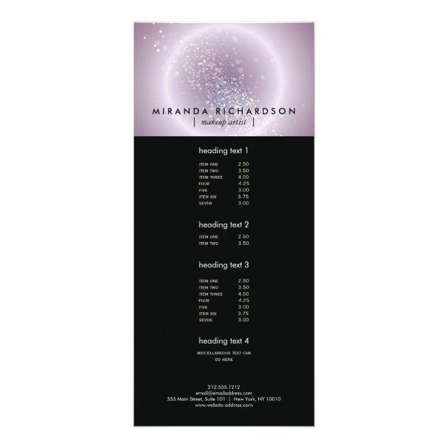 Celestial Confetti Glow Purple Rack Card (Front)