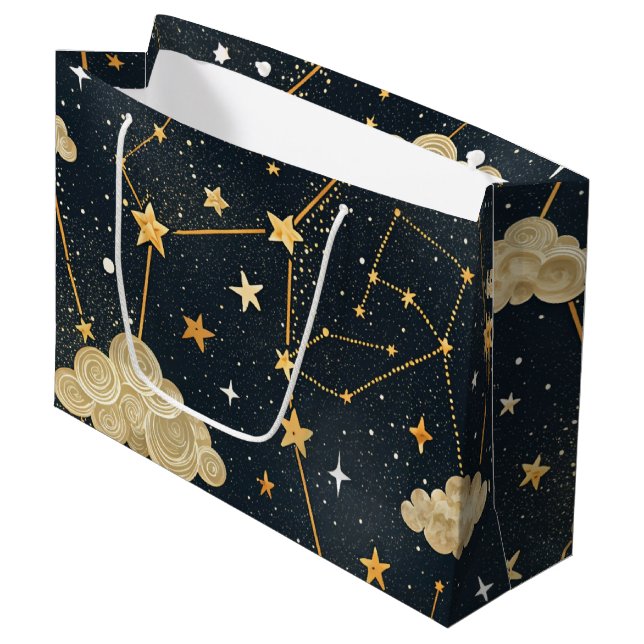 Celestial Constellation Star Pattern (2) Large Gift Bag (Front Angled)