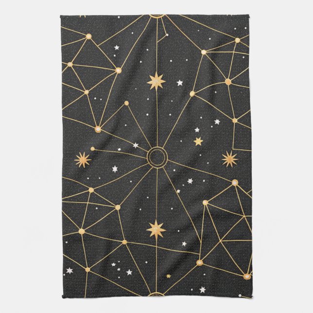 Celestial Constellation Star Pattern (3) Tea Towel (Vertical)