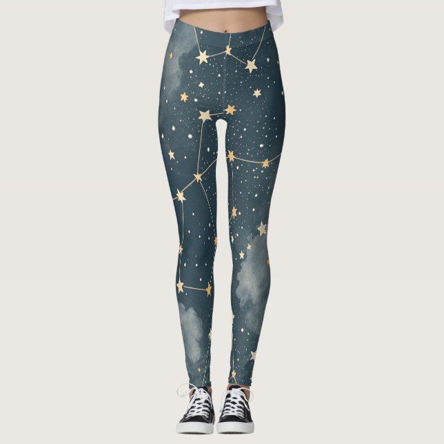 Celestial Constellation Star Pattern (4) Leggings (Front)
