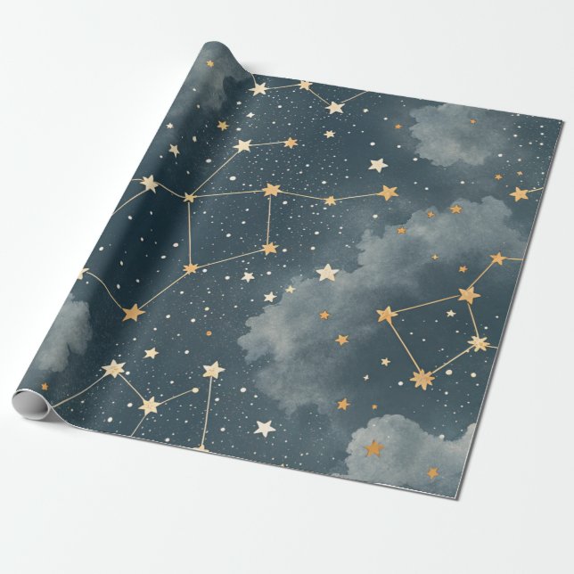 Celestial Constellation Star Pattern (4) Wrapping Paper (Unrolled)