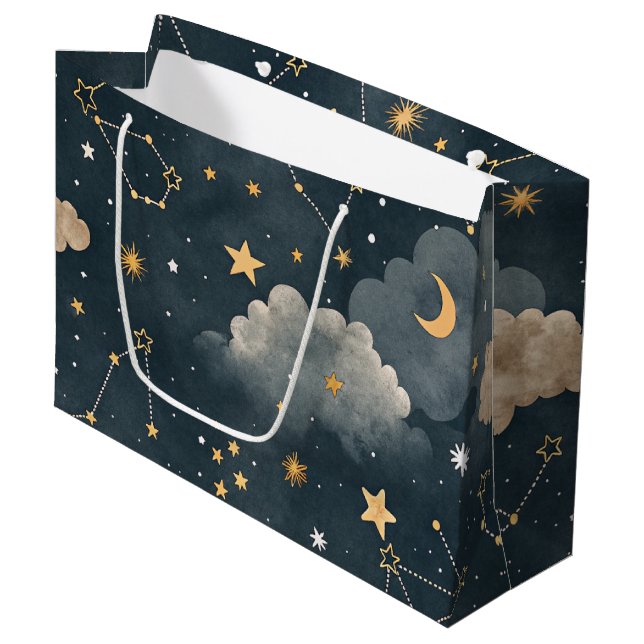 Celestial Constellation Star Pattern (5) Large Gift Bag (Front Angled)