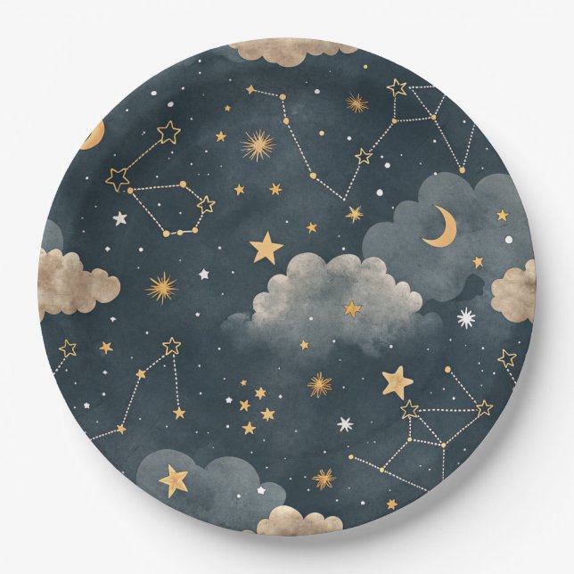 Celestial Constellation Star Pattern (5) Paper Plate (Front)