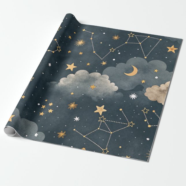 Celestial Constellation Star Pattern (5) Wrapping Paper (Unrolled)