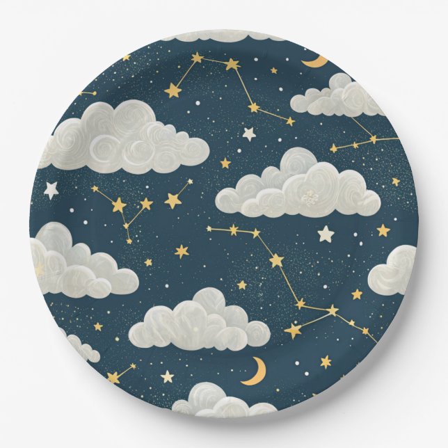 Celestial Constellation Star Pattern (6) Paper Plate (Front)