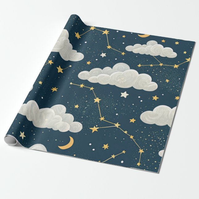 Celestial Constellation Star Pattern (6) Wrapping Paper (Unrolled)