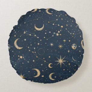 Celestial Constellation - Starry Night (1) Round Cushion