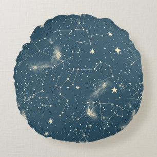 Celestial Constellation - Starry Night (2) Round Cushion