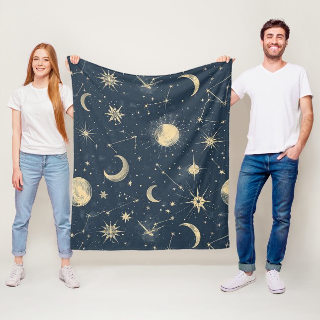 Celestial Constellation - Starry Night (3) Fleece Blanket (In Situ)