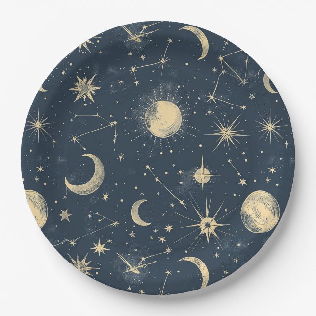 Celestial Constellation - Starry Night (3) Paper Plate (Front)