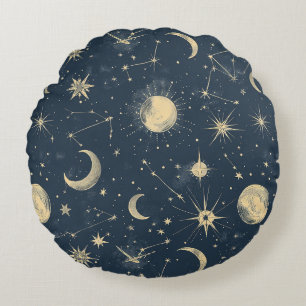 Celestial Constellation - Starry Night (3) Round Cushion