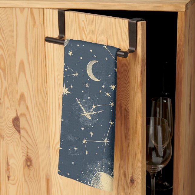 Celestial Constellation - Starry Night (3) Tea Towel (Thirds Fold)