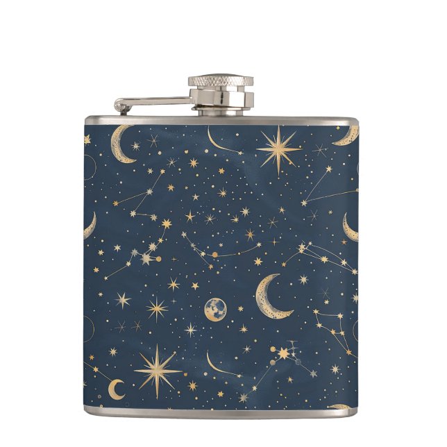 Celestial Constellation - Starry Night (4) Hip Flask (Front)