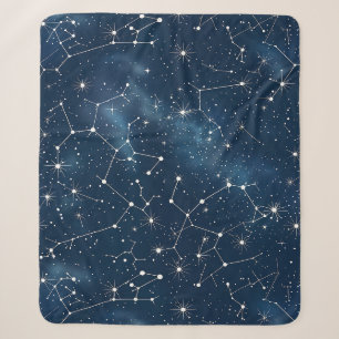 Celestial Constellation - Starry Night (4) Sherpa Blanket