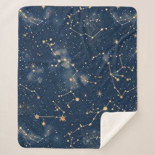 Celestial Constellation - Starry Night (5) Sherpa Blanket