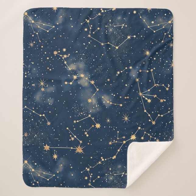 Celestial Constellation - Starry Night (5) Sherpa Blanket (Front)