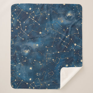 Celestial Constellation - Starry Night (6) Sherpa Blanket