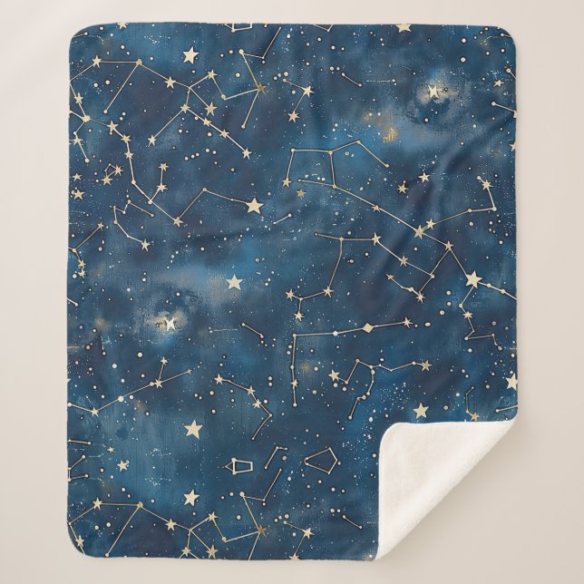 Celestial Constellation - Starry Night (6) Sherpa Blanket (Front)