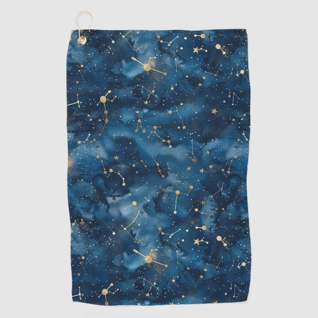 Celestial Constellation - Starry Night (7) Golf Towel (Front)